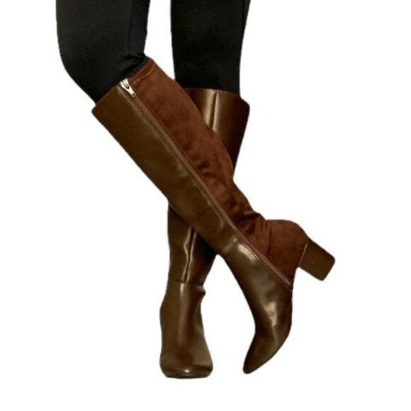 CHARTER CLUB SACARIA Women's Mid Calf Block Heel Boots Brown Size 7.5 Zip-Up - Picture 3 of 6